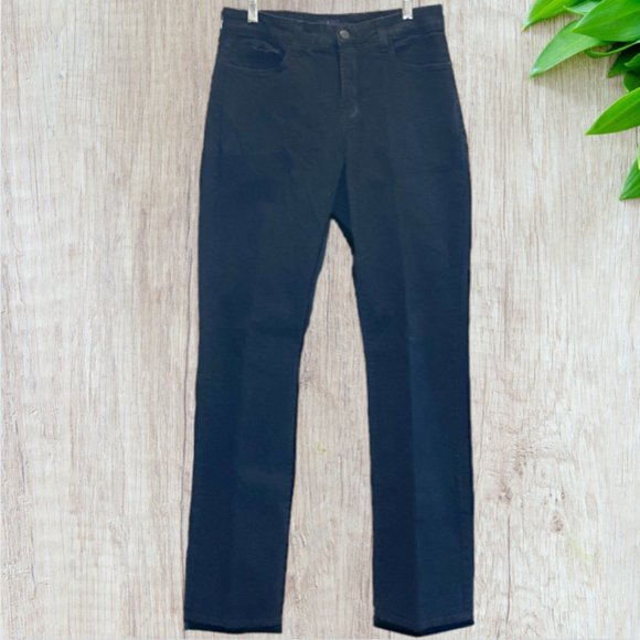 NYDJ -- Jeans, Black Straight Cut, Rhinestone Detail on Back Pockets - Picture 2 of 13